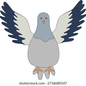 Personaje de dibujos animados de paloma. Ilustración vectorial aislada.