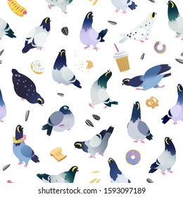 Pigeon cartoon characters, seamless pattern design