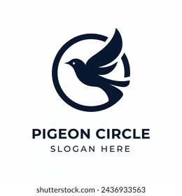 Pigeon circle logo. Simple pigeon circle modern logo concept