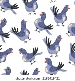 Pigeon city urban birds seamless pattern background concept. Vector isolated graphic design illustration