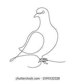 Pigeon in continuous line art drawing style. Black linear sketch on white background. Vector illustration