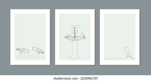 Pigeon continuous line drawing elements set isolated on white background for logo or decorative element. Vector illustration of various forms in trendy outline style. Wall art minimalist canvas.
