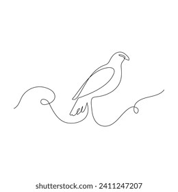 Pigeon continuous one line drawing outline vector illustration