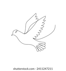 Pigeon continuous one line drawing outline vector illustration