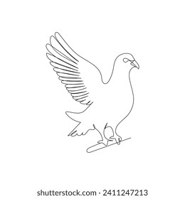 Pigeon continuous one line drawing outline vector illustration