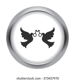 Pigeon couple in love gay lesbian symbol simple icon on round background
