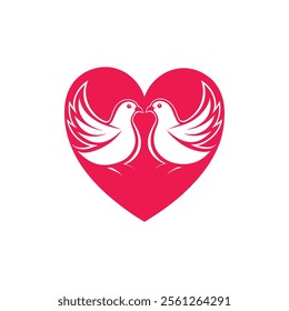 Pigeon couple in love symbol simple icon vector illustration