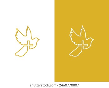 Pigeon and Cross logo icon vector illustration 