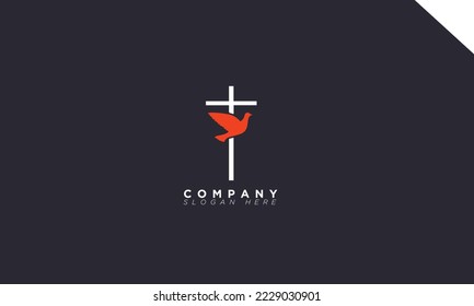 pigeon with cross Monogram logo and Icon for branding