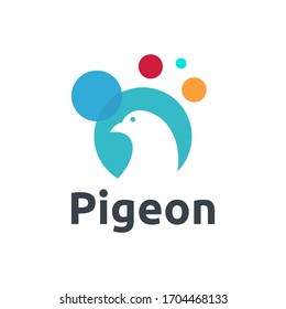 pigeon dove bird bubble icon logo design colorful