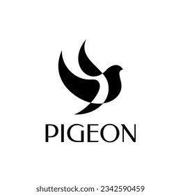 Pigeon Dove Bird Silhouette Logo Design