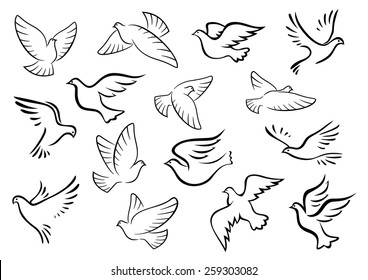 pigeon sketch images stock photos vectors shutterstock https www shutterstock com image vector pigeon dove birds silhouettes sketch style 259303082