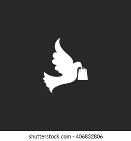 Pigeon dove delivery symbol sign simple icon on background