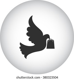 Pigeon dove delivery symbol simple icon on round background