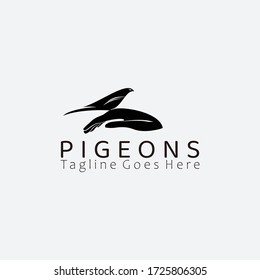 Pigeon dove and hand,  silhouette logo design inspiration