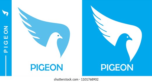 pigeon, dove, simple flat negative space of pigeon head mascot.