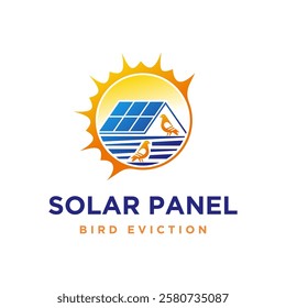 Pigeon Dove with Solar Panel System Logo Design. This design perfect for pigeon evicition, bird control in solar panel business