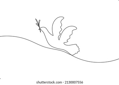Pigeon drawing vector. Continuous single one line art style isolated on white background. Minimalism hand drawn style. White and black