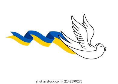Pigeon with the flag of Ukraine. Drawing. Vector illustration