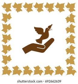 pigeon and hand vector icon
