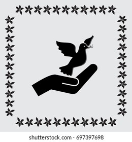 pigeon and hand vector icon