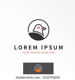 pigeon head in unique line circle with play video on mouth image graphic icon logo design abstract concept vector stock. Can be used as a symbol related to animal or illustration