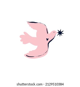 Pigeon ilusiona la ilustración. Símbolo de pacifismo y antimilitarismo. Día Internacional de la Paz