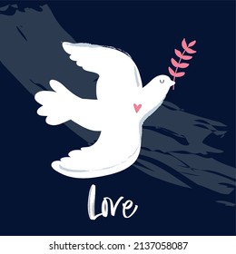 Pigeon ilusiona la ilustración. Símbolo de pacifismo y antimilitarismo. Día Internacional de la Paz