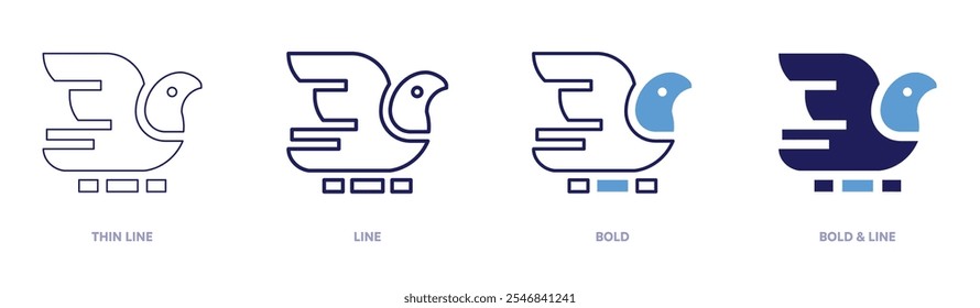 Pigeon icon in 4 different styles. Thin Line, Line, Bold, and Bold Line. Duotone style. Editable stroke.