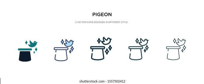 pigeon icon in different style vector illustration. two colored and black pigeon vector icons designed in filled, outline, line and stroke style can be used for web, mobile, ui