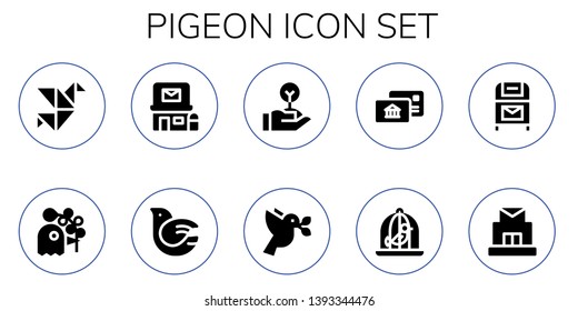 pigeon icon set. 10 filled pigeon icons.  Collection Of - Origami, Pigeon, Post office, Dove, Freedom, Postal, Postbox