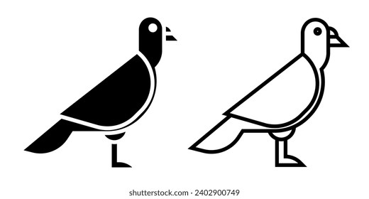 pigeon icon, sign, or symbol in glyph and line style isolated on transparent background. Vector illustration	
