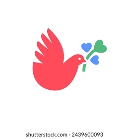 Pigeon icon or Valentines day symbol, holiday sign designed for celebration, vector trendy modern style.