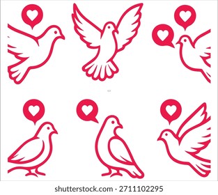 Pigeon Icons Vector de Colección Archivo EPS