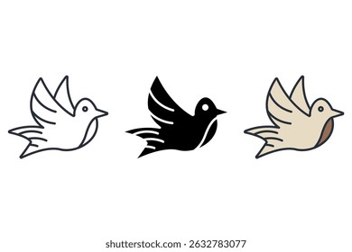 pigeon icons isolated on White Background. Flat style design