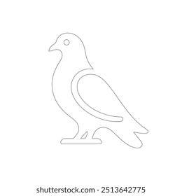 The pigeon line art coloring page template, One continuous line drawing of flying dove with two hands. Bird symbol of peace and freedom in simple linear style