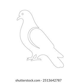 La línea de paloma arte para colorear página de Plantilla, una línea continua de dibujo de paloma voladora con dos manos. Símbolo de pájaro de paz y libertad en estilo lineal simple