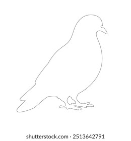 The pigeon line art coloring page template, One continuous line drawing of flying dove with two hands. Bird symbol of peace and freedom in simple linear style