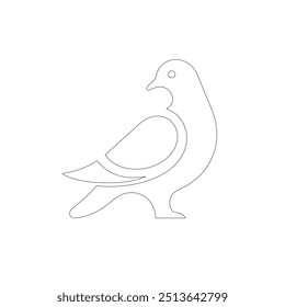 The pigeon line art coloring page template, One continuous line drawing of flying dove with two hands. Bird symbol of peace and freedom in simple linear style
