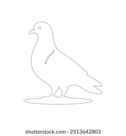 The pigeon line art coloring page template, One continuous line drawing of flying dove with two hands. Bird symbol of peace and freedom in simple linear style