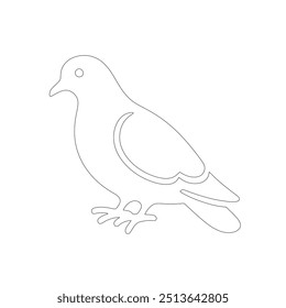 The pigeon line art coloring page template, One continuous line drawing of flying dove with two hands. Bird symbol of peace and freedom in simple linear style