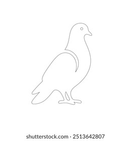 The pigeon line art coloring page template, One continuous line drawing of flying dove with two hands. Bird symbol of peace and freedom in simple linear style