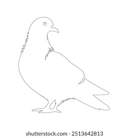 The pigeon line art coloring page template, One continuous line drawing of flying dove with two hands. Bird symbol of peace and freedom in simple linear style