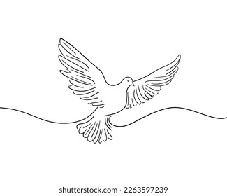 Pigeon line drawing on white background. Outline Vector illustration