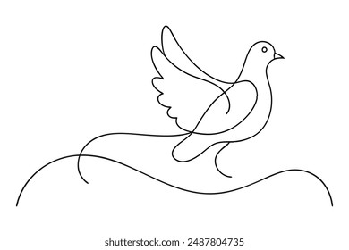 
Línea de paloma con Ilustración vectorial sobre fondo blanco