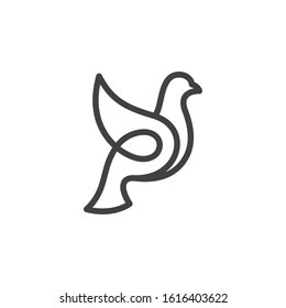 pigeon logo animal dove flying monogram line template