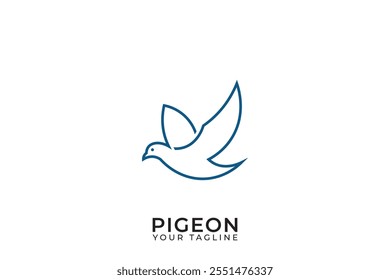 Pigeon logo, dove logo with minimalist design, dove line logo.