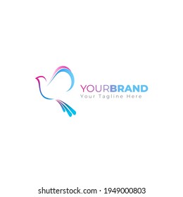 Pigeon logo flying. Illustration of a bird logo