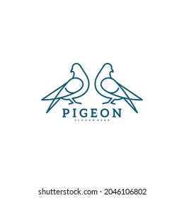 Pigeon logo line vector illustration. Dove logo creative design template. Bird logo premium