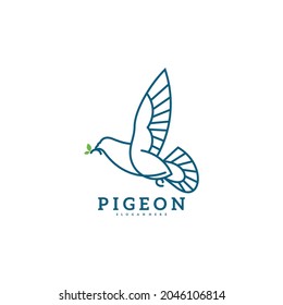 Pigeon logo line vector illustration. Dove logo creative design template. Bird logo premium